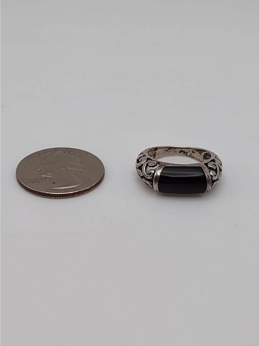 Sterling Silver Black Onyx Ring Size 6.5 Vtg Bali Style 925 - Picture 2 of 5